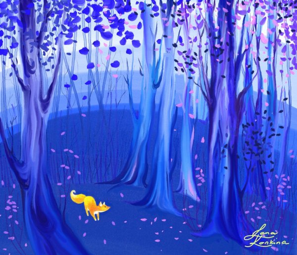 Сказочный лес в голубых тонах