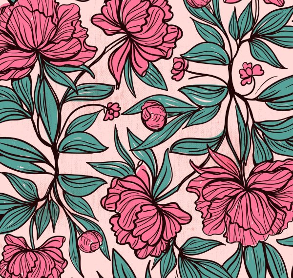 Цветочный орнамент в цвете