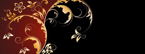 Красный фон с золотыми вензелями