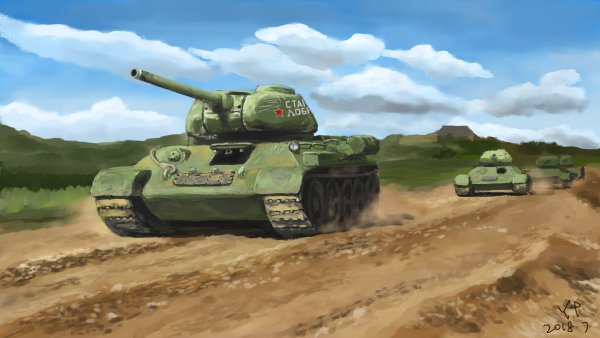 Танк т-34 рисунок в цвете