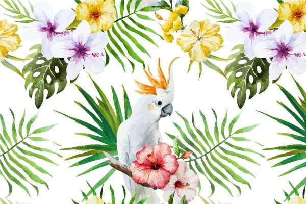 Тропики акварель паттерн