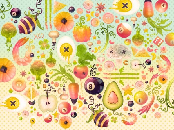 Фон детский красочный с едой