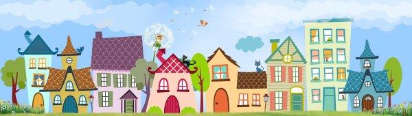 Мультяшный дом в городе