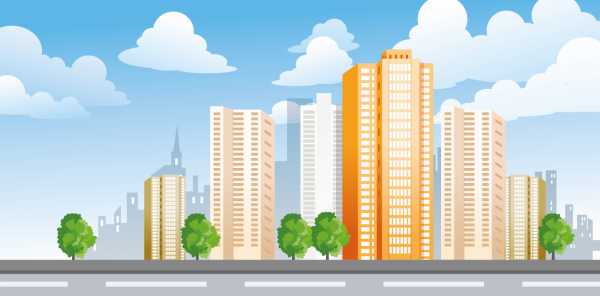 Векторный многоэтажный дом