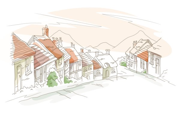 Маленький городок иллюстрация