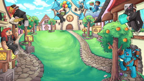 Мультяшный фон в стиле МАЙНКРАФТА