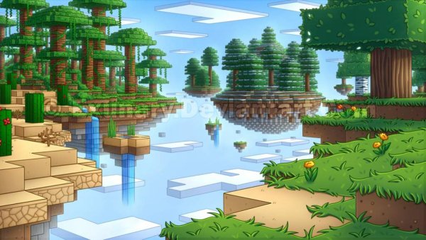 Мультяшный фон в стиле МАЙНКРАФТА