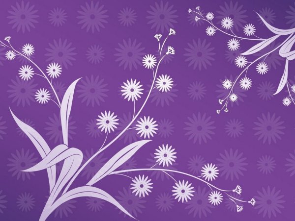 Цветочные узоры на сиреневом фоне