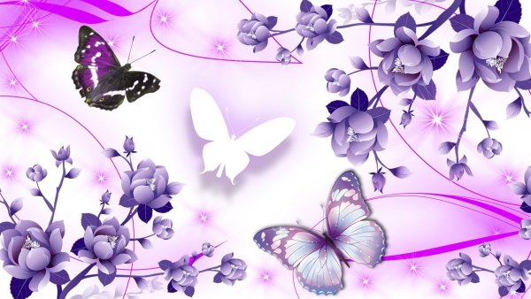 Фотообои цветы в бабочках