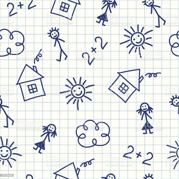 Фон тетрадный лист с рисунками