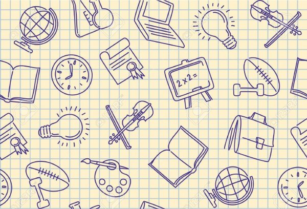 Фон клетка со школьными предметами