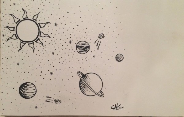 Рисунок космос карандашом красивый