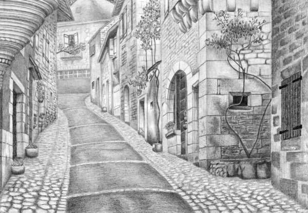 Мостовая рисунок карандашом