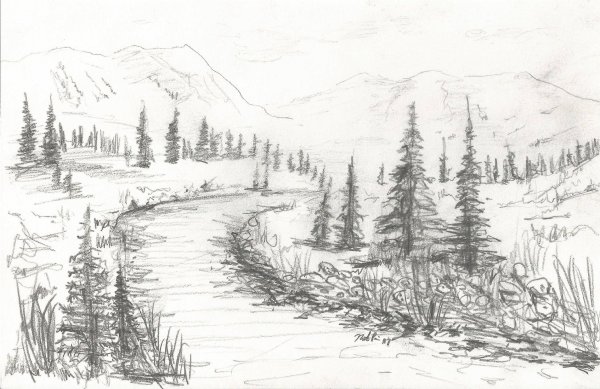 Наброски горного пейзажа