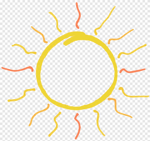 Нарисованное солнце на прозрачном фоне