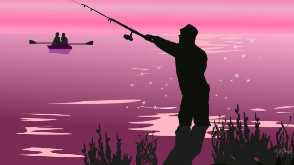 Силуэт рыбака