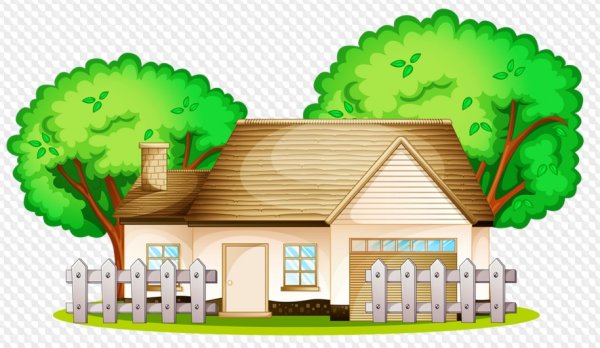 Деревенский домик на прозрачном фоне