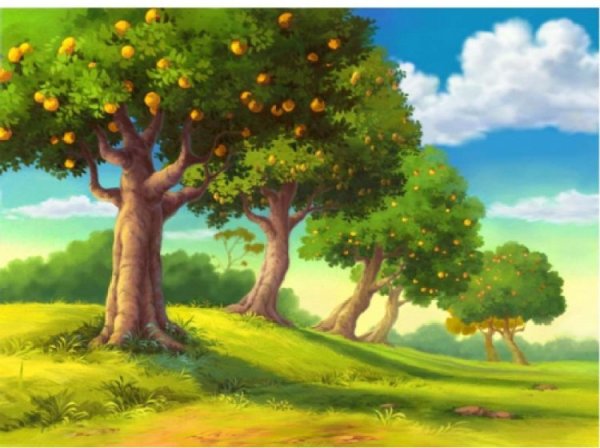 Дерево летом мультяшное