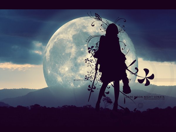 Силуэт на фоне Луны