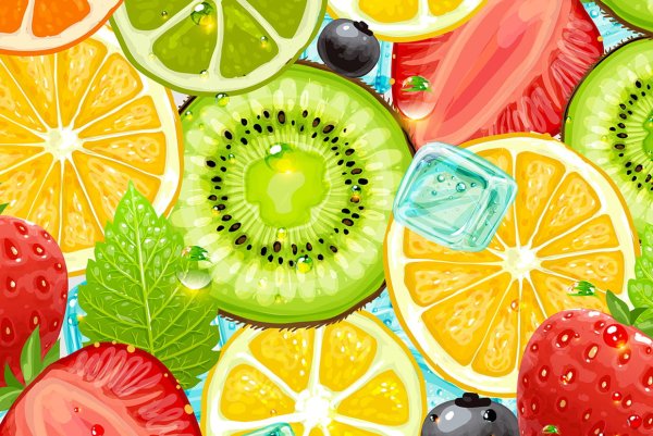 Яркие летние фрукты иллюстрация