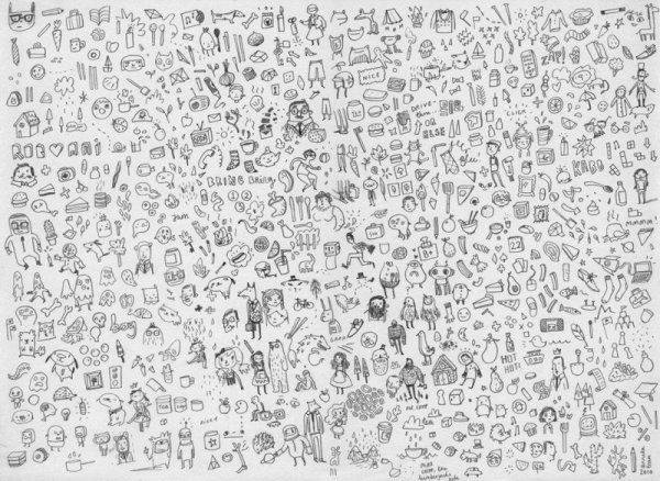 Много рисунков на одном листе