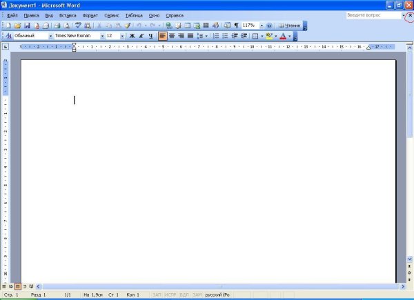Формат текстового документа MS Word 2003