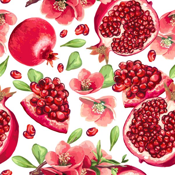 Принт с фруктами и цветами