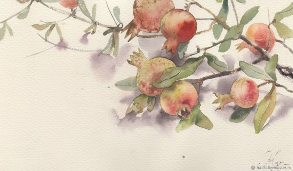 Веточка с цветами акварель