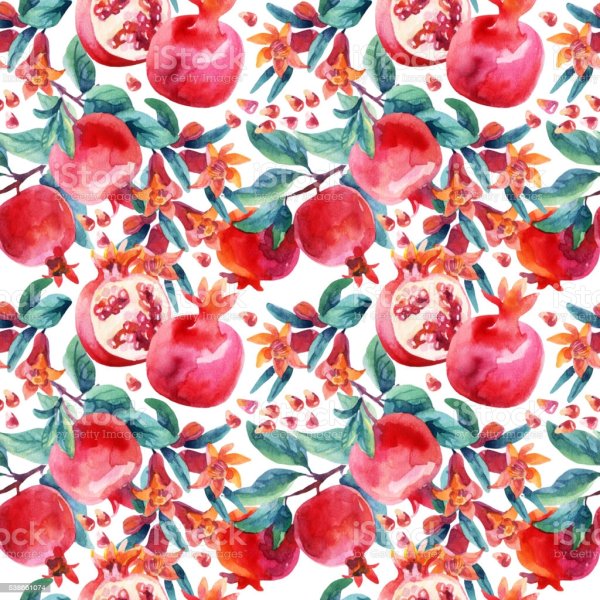 Принт на ткани с ягодами и фруктами