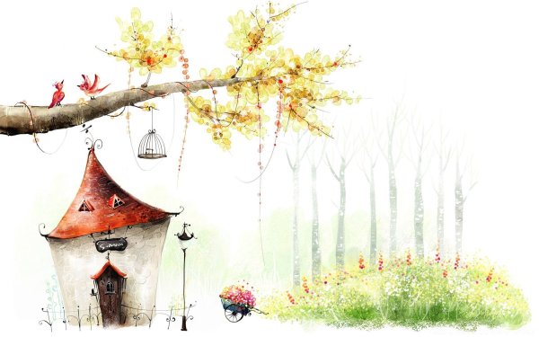 Сказочные рисунки акварелью