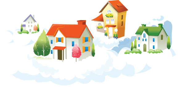 Несколько домов на белом фоне