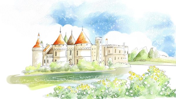 Сказочное королевство на белом фоне