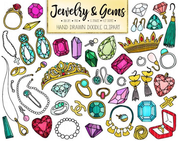 Фон с нарисованной бижутерией