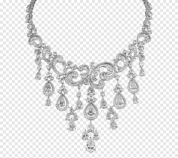 Бриллиантовое колье на прозрачном фоне