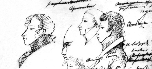 Автопортреты Пушкина на полях его рукописей