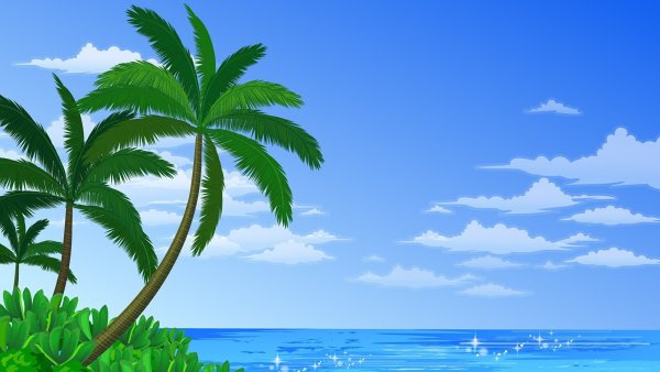 Мультяшный остров с пальмами