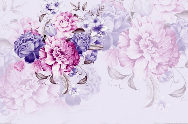 Фиолетовые пионы акварель