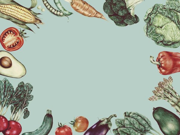 Фон с нарисованными овощами