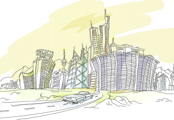 Современный город на прозрачном фоне