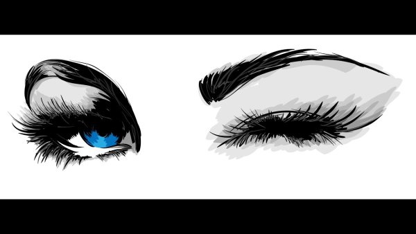 Глаз и бровь на прозрачном фоне