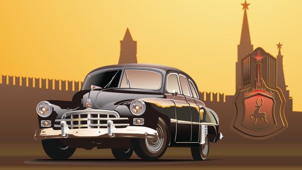 Автомобиль в плакатном стиле