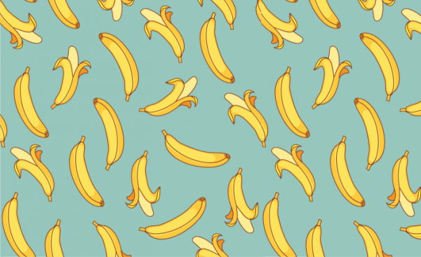 Банан на желтом фоне