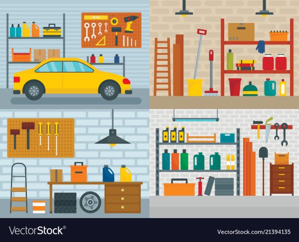 Гараж иллюстрация Flat