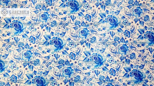 Ткань Гжель атлас