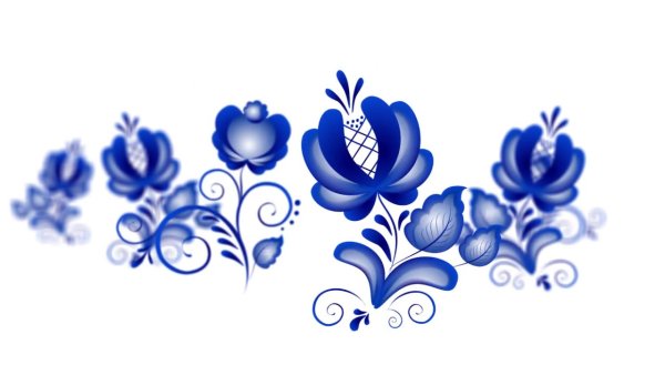 Гжельская роспись на прозрачном фоне