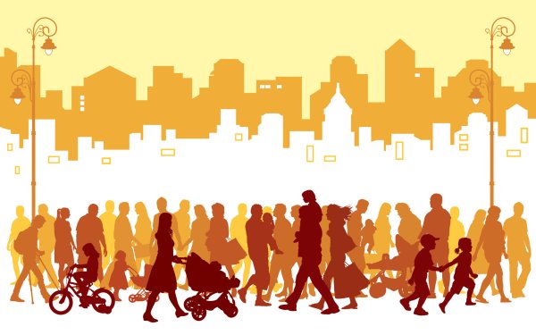 Очертания людей в городе