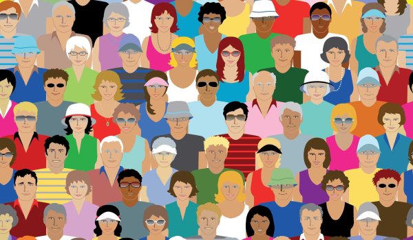 Много мультяшных людей