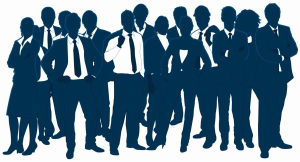 Много людей на белом фоне