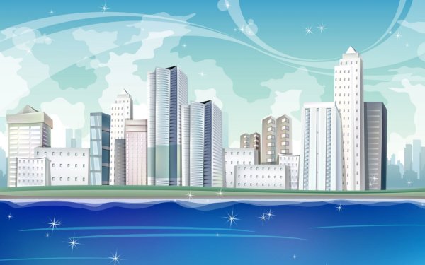 Городской пейзаж Векторная Графика
