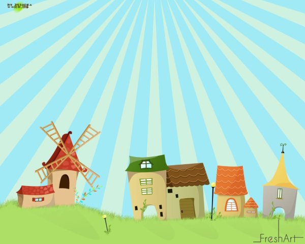 Детский фон домики